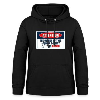 Contrôle des armes à feu - Signature du W enregistré - Sweat à capuche Femme - noir - Devant - AI Model Female 172 light (172cm)