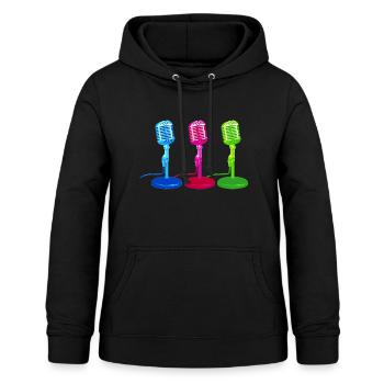 Microphone Mikrofon Retro Nostalgie - Frauen Hoodie - Schwarz - Vorne - AI Model Female 172 light (172cm)