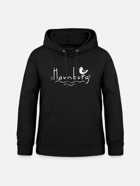 Hamburg mit Möwe - Frauen Hoodie - Schwarz