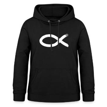 Jesus Fisch Ichtys - Frauen Hoodie - Schwarz - Vorne - AI Model Female 172 light (172cm)