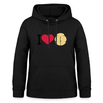 j'aime le cul cœur l'amour logo rond femme nue sexy un - Sweat à capuche Femme - noir - Devant - AI Model Female 172 light (172cm)
