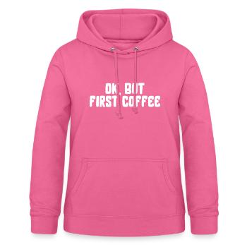ok premier café café disant police petit déjeuner - Sweat à capuche Femme - rose - Devant - AI Model Female 172 light (172cm)