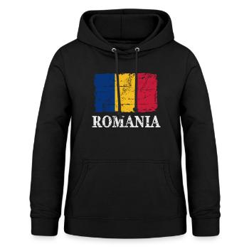Romania - flag - banner - flag - flag - Women's Hoodie - black - Front - AI Model Female 172 light (172cm)