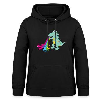 dino, kotzender dinohorn, Dinosaurier, comic - Frauen Hoodie - Schwarz - Vorne - AI Model Female 172 light (172cm)