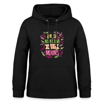 Discours je suis tellement adjectif - Sweat à capuche Femme - noir - Devant - AI Model Female 172 light (172cm)