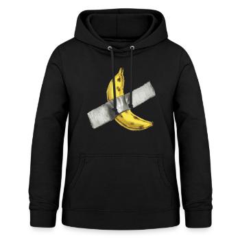 Art ridicule - banane collée au mur - Sweat à capuche Femme - noir - Devant - AI Model Female 172 light (172cm)