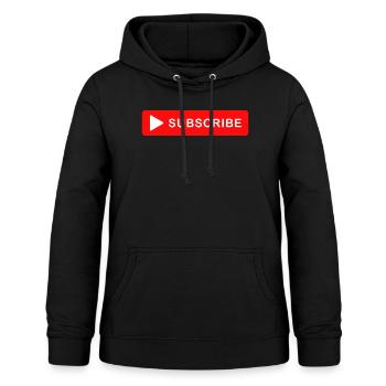 Schaltfläche Abonnieren. - Frauen Hoodie - Schwarz - Vorne - AI Model Female 172 light (172cm)