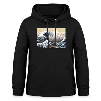Die große Welle vor Kanagawa Abstrakte Öl Kunst - Frauen Hoodie - Schwarz - Vorne - AI Model Female 172 light (172cm)
