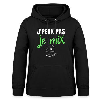 Je peux pas je mix humour DJ drôles musique - Sweat à capuche Femme - noir - Devant - AI Model Female 172 light (172cm)