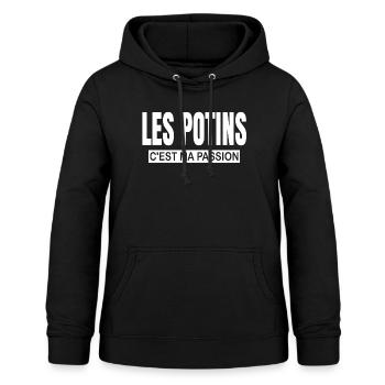 Les potins c'est ma passion humour magazine people - Sweat à capuche Femme - noir - Devant - AI Model Female 172 light (172cm)