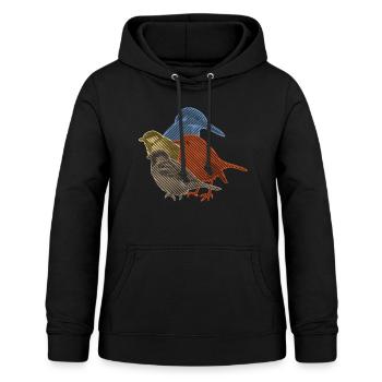 Vogel-Sammlung in Linie Kunst - Frauen Hoodie - Schwarz - Vorne - AI Model Female 172 light (172cm)