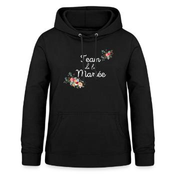 team de la Mariée evjf t-shirt assorti floral - Sweat à capuche Femme - noir - Devant - AI Model Female 172 light (172cm)