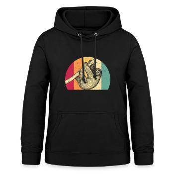 Paresseux rétro - Sweat à capuche Femme - noir - Devant - AI Model Female 172 light (172cm)