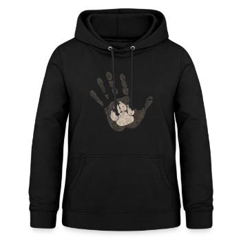 Hundepfote in Hand - Frauen Hoodie - Schwarz - Vorne - AI Model Female 172 light (172cm)