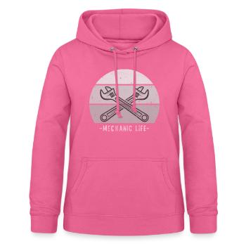 Design mécanique d’inspiration vintage, noir et gris - Sweat à capuche Femme - rose - Devant - AI Model Female 172 light (172cm)