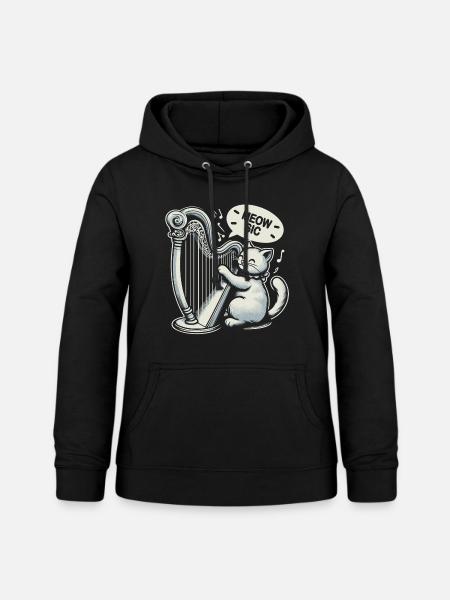 Harfe Katze Pun - Frauen Hoodie - Schwarz