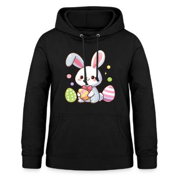 Lapin de Pâques Oeufs de Pâques Lapin Lapin - Sweat à capuche Femme - noir - Devant - AI Model Female 172 light (172cm)