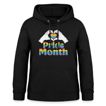 Mois de la fierté | Arc en ciel amour liberté coeur - Sweat à capuche Femme - noir - Devant - AI Model Female 172 light (172cm)