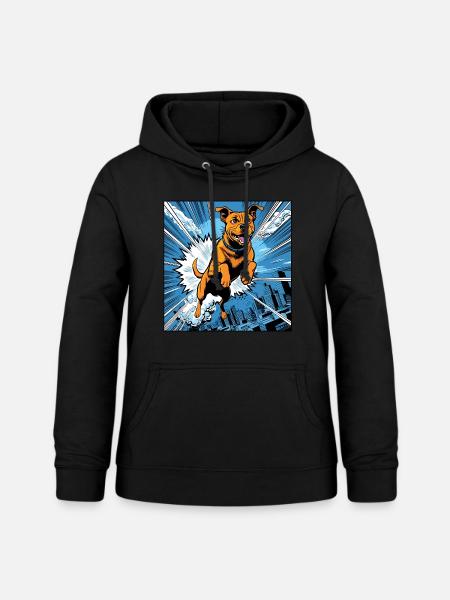 Action Hund - Frauen Hoodie - Schwarz