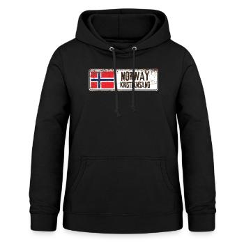 Kristiansand Norwegen Flagge - Frauen Hoodie - Schwarz - Vorne - AI Model Female 172 light (172cm)