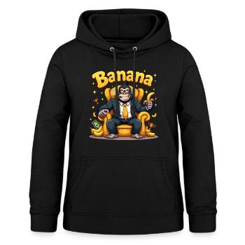 Gorilla auf Banana-Thron Design - Frauen Hoodie - Schwarz - Vorne - AI Model Female 172 light (172cm)