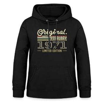 Februar 1971 Geschenk - Februar 1971 Geburtstag - Frauen Hoodie - Schwarz - Vorne - AI Model Female 172 light (172cm)