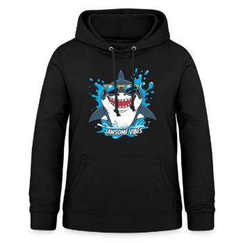 Jawsome Vibes - Cooler Hai mit Sonnenbrille - Frauen Hoodie - Schwarz - Vorne - AI Model Female 172 light (172cm)