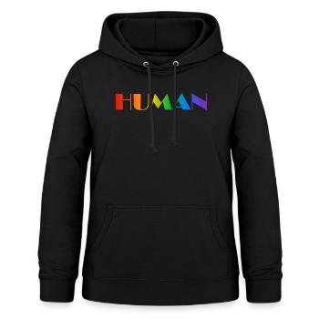 Menschlicher Regenbogentext LGBTQ-Stolz - Frauen Hoodie - Schwarz - Vorne - AI Model Female 172 light (172cm)