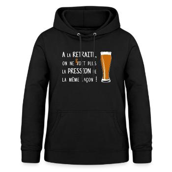 retraite pression humour - Sweat à capuche Femme - noir - Devant - AI Model Female 172 light (172cm)