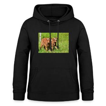 Kälber auf Eifeler Wiesen - Frauen Hoodie - Schwarz - Vorne - AI Model Female 172 light (172cm)