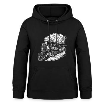 Dampflokomotive Grafik - Frauen Hoodie - Schwarz - Vorne - AI Model Female 172 light (172cm)