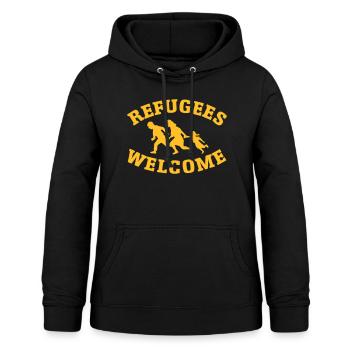 Bienvenue aux réfugiés - Sweat à capuche Femme - noir - Devant - AI Model Female 172 light (172cm)