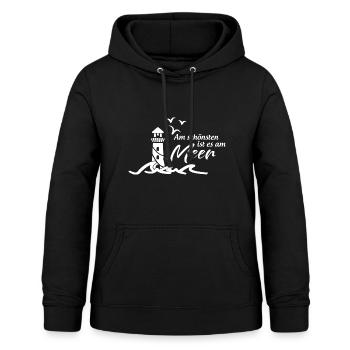 Am schönsten ist es am Meer Spruch - Frauen Hoodie - Schwarz - Vorne - AI Model Female 172 light (172cm)