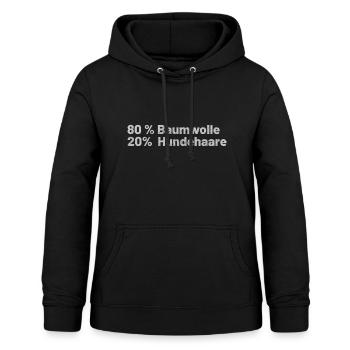 80 % Baumwolle 20% Hundehaare - Frauen Hoodie - Schwarz - Vorne - AI Model Female 172 light (172cm)
