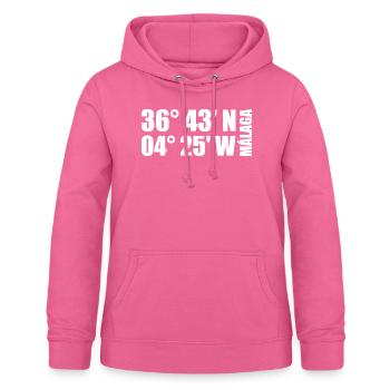 Coordonnées de Malaga - Sweat à capuche Femme - rose - Devant - AI Model Female 172 light (172cm)