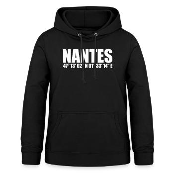 Coordonnées de Nantes - Sweat à capuche Femme - noir - Devant - AI Model Female 172 light (172cm)