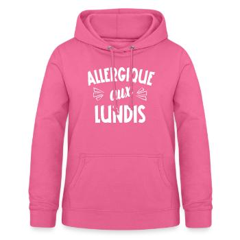allergique aux lundis - Sweat à capuche Femme - rose - Devant - AI Model Female 172 light (172cm)