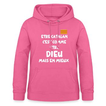 Catalan - Sweat à capuche Femme - rose - Devant - AI Model Female 172 light (172cm)