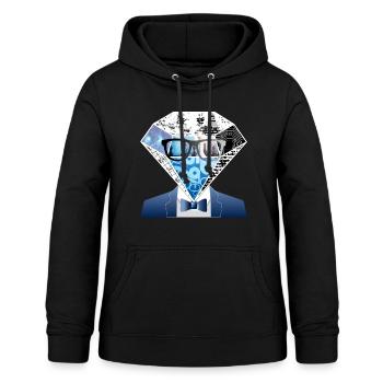 Brilliant_Mind Diamant Brille Kopf Nerd Geek - Frauen Hoodie - Schwarz - Vorne - AI Model Female 172 light (172cm)