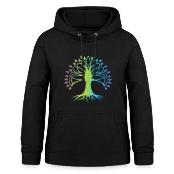 Mehrfarbiger Baum des Lebens - Frauen Hoodie - Schwarz - Vorne - AI Model Female 172 light (172cm)
