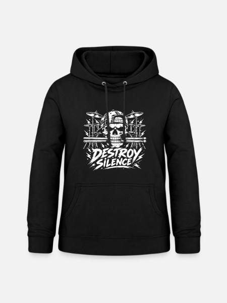 Destroy Silence Drummer Skull - Frauen Hoodie - Schwarz