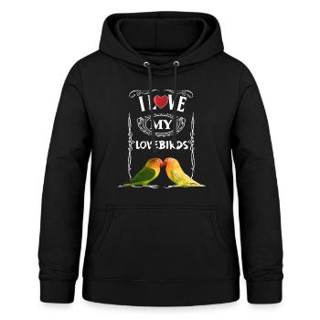 J’aime mes tourtereaux Agapornis Tshirt - Sweat à capuche Femme - noir - Devant - AI Model Female 172 light (172cm)