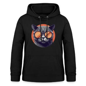Katze Mietz Stubentiger Sonnenbrille - Frauen Hoodie - Schwarz - Vorne - AI Model Female 172 light (172cm)