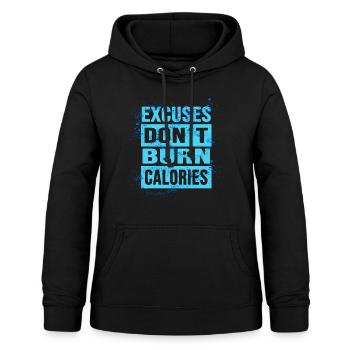 Fitness Musculation Pas d’excuses Sport Protein - Sweat à capuche Femme - noir - Devant - AI Model Female 172 light (172cm)