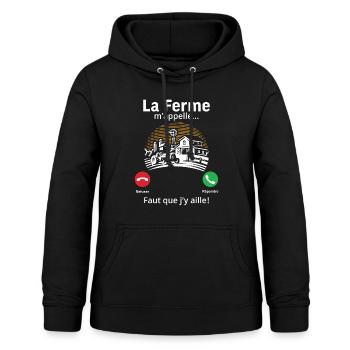 La ferme m'appelle...faut que j'y aille ! - Sweat à capuche Femme - noir - Devant - AI Model Female 172 light (172cm)
