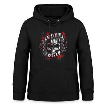 1903 One - Biker Skull - Frauen Hoodie - Schwarz - Vorne - AI Model Female 172 light (172cm)
