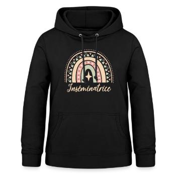 Cadeau Inséminatrice. Boho Rainbow inséminatrice. - Sweat à capuche Femme - noir - Devant - AI Model Female 172 light (172cm)