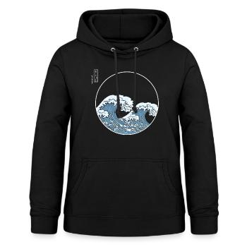 Kanagawa Grande Vague Japon Art japonais Kanji - Sweat à capuche Femme - noir - Devant - AI Model Female 172 light (172cm)
