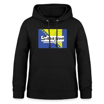 Sarajevo - Hauptstadt mit GPS & Flagge - Frauen Hoodie - Schwarz - Vorne - AI Model Female 172 light (172cm)