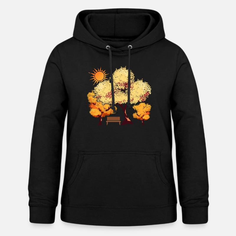 Soleil Nature Arbre Forêt Feuillage Cadeau Automne - Sweat à capuche Femme - noir